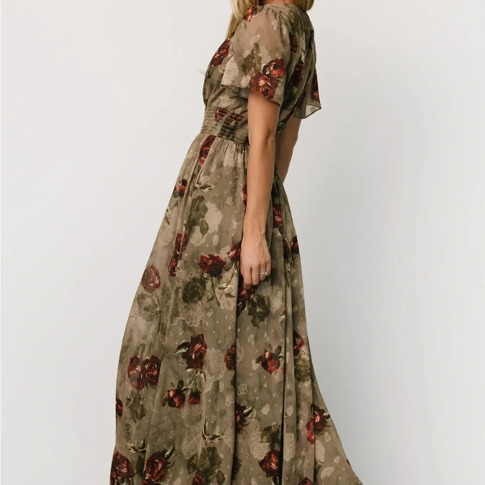Baltic Born Floral Maxi Dress in Olive and Red - Picture 4 of 7